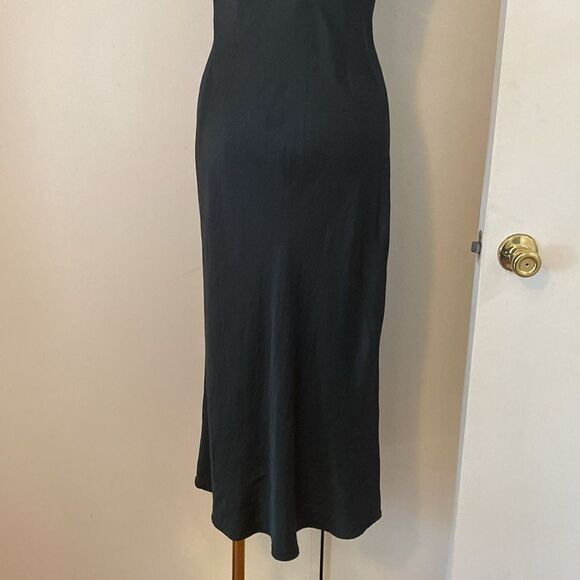 Zara Dark Green Satin Effect Cowl Neck Midi Dress Size Small - Picture 8 of 12